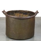 Grote Antieke Koperen Ketel/ Haardbak Met Hengsel thumbnail 9