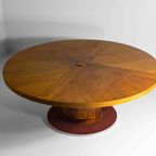 Grote Ronde Mid-Century Wortelhouten Eettafel 186Cm, 1960 thumbnail 11