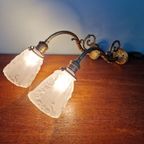 Paar Art Deco Schansen In Brons En Gesatineerd Glas, 1920 thumbnail 4