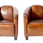 2 X Aviator Fauteuils, Cognac Generfd Vintage Leer thumbnail 2