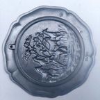 Vintage Tinnen Bord Met Paarden. 22 Cm. thumbnail 3