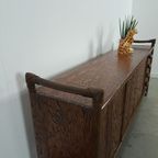 Hout Met Bamboe Dressoir Met Lades, Vintage Sideboard thumbnail 3
