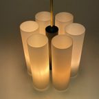 Vintage Hanglamp / Kroonluchter, Melkglazen Kokers, Duitsland 1970'S thumbnail 11
