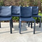 Vintage Cassina Cab Stoel By Mario Bellini In Blauw Leer thumbnail 6