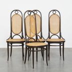 Set Van 4 Hoge Vintage Bentwood “long John” Thonet Design Stoelen thumbnail 5