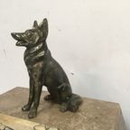 Antiek Marmeren Klok Gedecoreerd Met Hond thumbnail 7