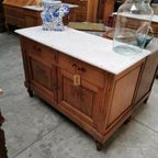 Vintage Antiek Frans Dressoir Commode Ladekast Badkamermeubel Met Marmer Blad 904 thumbnail 17