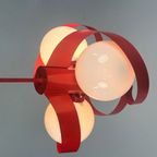 Vintage Rode Metalen Hanglamp / Kroonluchter, Space Age, België 1970's thumbnail 6