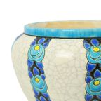 Polychrome Bloempot Vaas Catteau Boch Keramis Art Deco Ca. 1922 thumbnail 6