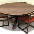 Vintage Set Van 6 Design Leren Eetkamerstoelen thumbnail 9