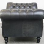 Groot, Sierlijk Zwart Chesterfield Daybed Gemaakt Van Rundleer thumbnail 11