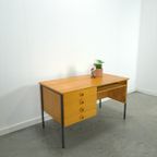 Fineer Hellerau Design Vrijstaand Bureau Met Lades Vintage thumbnail 6