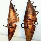 Set Antiek West Afrika Etnische Altaar Maskers thumbnail 19