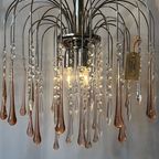 Roze Teardrop Venini Model Chrome Xl Hanglamp Kroonluchter thumbnail 3