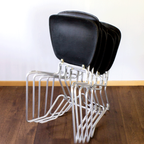 5 X Aluflex Armin Wirth Zwarte Skai Stoelen Jaren 50 thumbnail 2