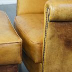 Comfortabele, Luxe Rundleren Fauteuil/armchair + Hocker Met Een Correcte Afwerking Met Siernagels thumbnail 15