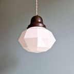 Art Deco Hanglamp In Gefacetteerde Witte Opaline, Jaren 20 thumbnail 8