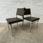 6x Midcentury Stoel Met Chromen Frame En (leger)groene Skai thumbnail 2