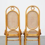 Set Van 2 Hoge Vintage Lichtbruine Bentwood Thonet Stijl Stoelen Model “Lange Jan/ Long John” thumbnail 4