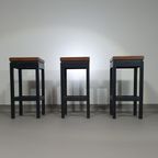3 X Oak Construction Stools 1960s thumbnail 4