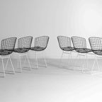 Vintage Mid-Century Set Van 7 Zwart-Witte Harry Bertoia Eetkamerstoelen thumbnail 3