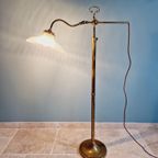 Vloerlamp Van Messing En Gegroefd Glas, Art Deco-Stijl thumbnail 14