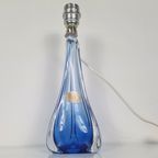 Blue Val Saint Lambert Glass Table Light, Belgium 1950S thumbnail 3