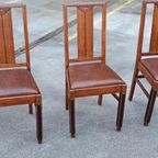 Set Van 3 Art Deco Amsterdamse School Eetkamerstoelen thumbnail 17