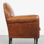 Stoere Vintage Schapenleren Art Deco Stijl Design Fauteuil Met Een Mooi Patina thumbnail 14