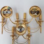 Set Of 3 Vintage Sciolari Wall Lights Gold Plated Brass Italian 1960s thumbnail 8