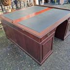 Groot Antiek Partnerdesk, Bureau, Schrijftafel Met Ingelegd thumbnail 4