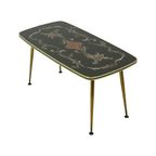 Fifties Rockabilly Salontafel Glas Conische Gouden Poten 90cm thumbnail 7