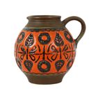 Zeldzame Oranje Bolle Vaas West Germany Aardewerk Wekara 1850-18 thumbnail 10