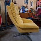 60's Nieuw Bekleed Vintage Draaifauteuil Draaistoel Geel thumbnail 5