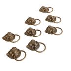 8 Set Prachtig Bronzen Antieke Kastbeslag Leeuwenkop, Jaren '30/'40 thumbnail 2