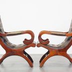 Set Van 2 Sierlijke En Karaktervolle Groene Vintage Rundleren Engelse Chesterfield Fauteuils thumbnail 9