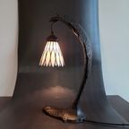 French Art Deco Bird Lamp With Tiffany Dome thumbnail 2