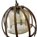 Vintage Rotan Hanglamp Met Glazen Kap En Koord Accent thumbnail 6