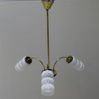 Vintage Plafondlamp - 3-Armig, Messing, Glas Jaren '50/'60 | 01480 thumbnail 7
