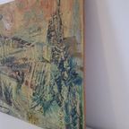 Jaren 70 Origineel Vintage Schilderij Acryl Op Hardboard thumbnail 4