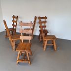 Olm Wood Brutalist Wabi Sabi Dining Set / 6 Chairs / Table. thumbnail 4