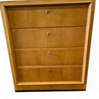 Vintage Houten Ladekast Kast – 4 Lades Met Metalen Grepen thumbnail 5