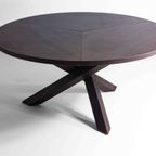 Grote Ronde Vintage Mid-Century Wengé Eettafel Van Gerard Geytenbeek, 1960 thumbnail 3