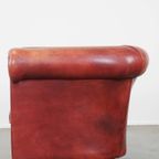 Klassieke, In Goede Staat Verkerende Gladde Rundleren Engelse Chesterfield Clubfauteuil thumbnail 7