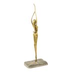 Abstract Beeld Naakte Vrouw Ballerina Art Deco Stijl Messing 51cm thumbnail 11