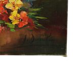 Groot Kleurrijk Bloemen Stilleven Schilderij Gesigneerd 60x50cm thumbnail 12