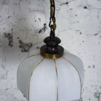 Vintage Hollywood Regency Hanglamp Keramieken Kap Met Goud thumbnail 2