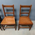Set Van 6 Antieke Hollandse Eikenhouten Keukenstoelen thumbnail 16