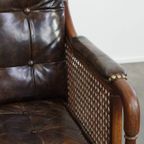 Stijlvolle Vintage Jaren ’70 Design Fauteuil Gemaakt Van Hout, Leer En Webbing thumbnail 15