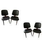 Set Van 4 Vintage Eetkamerstoelen Teakhout/Zwart Skai, Jaren '60 thumbnail 6